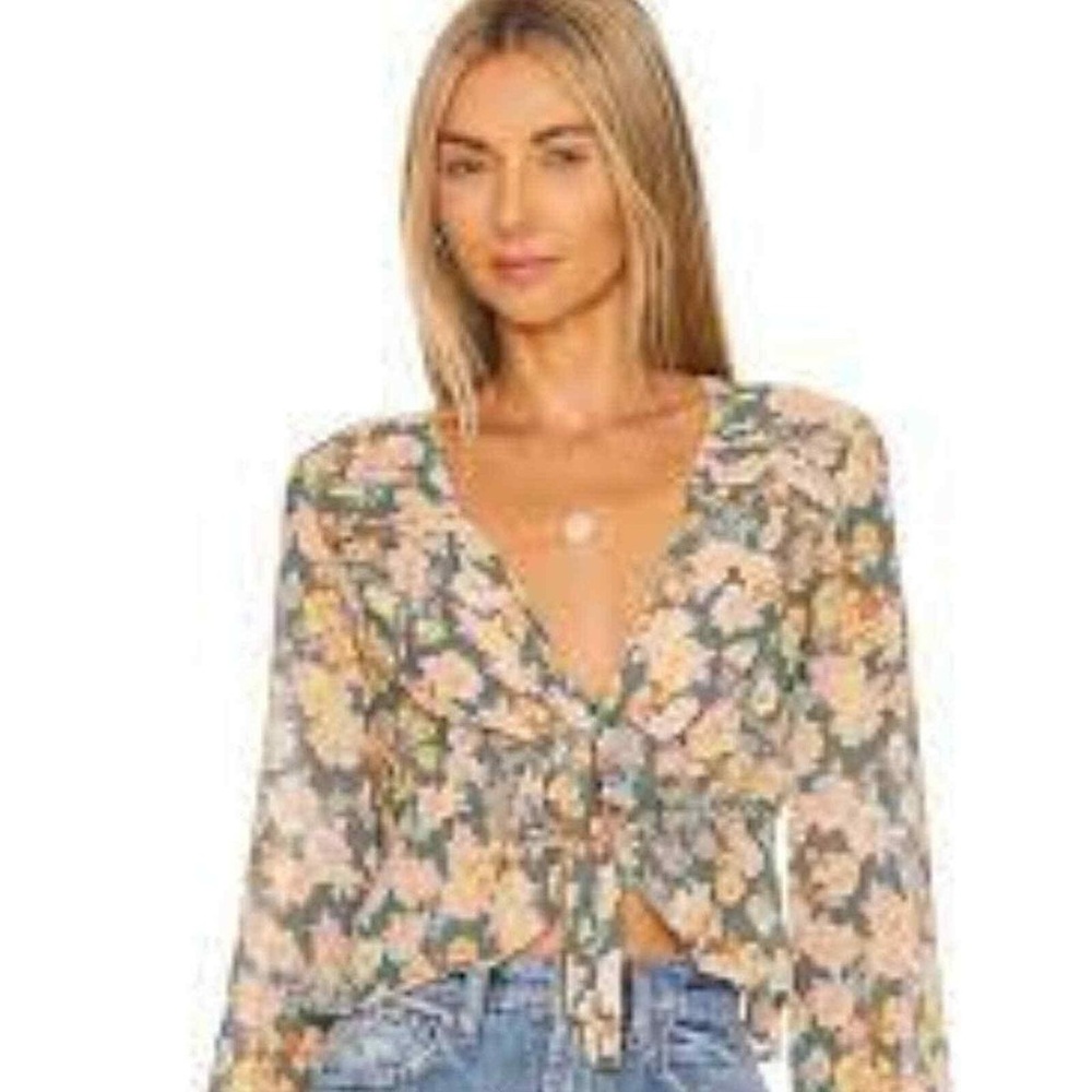 FP Movement by Free People Floral Tie-Front Blouse